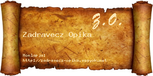 Zadravecz Opika névjegykártya